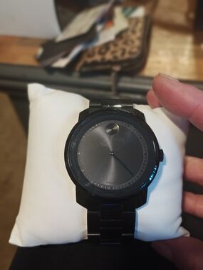 Movado NAVY BLUE Stainless Steel Minimalist Dial Watch